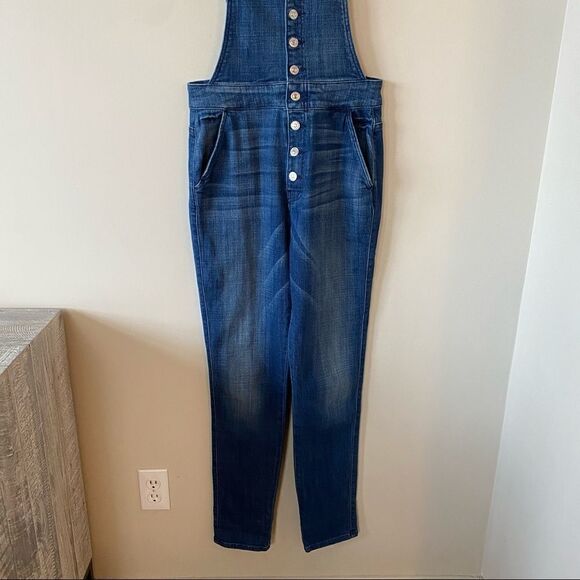 7 For All Mankind-Janette Tapered Medium Wash Overalls (Size:27) - Picture 12 of 16
